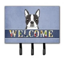 Carolines Treasures BB1389TH68 Boston Terrier Welcome Leash & Key Holder