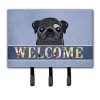 Carolines Treasures BB1449TH68 Black Pug Welcome Leash & Key Holder