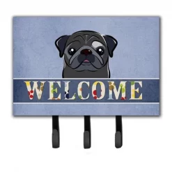 Carolines Treasures BB1449TH68 Black Pug Welcome Leash & Key Holder