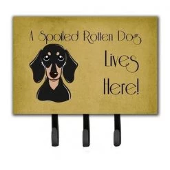 Carolines Treasures BB1463TH68 Smooth Black And Tan Dachshund Spoiled Dog Lives Here Leash & Key Holder