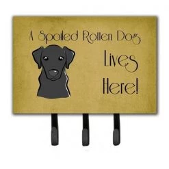 Carolines Treasures BB1483TH68 Black Labrador Spoiled Dog Lives Here Leash & Key Holder