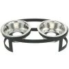 Pets Stop RDB4R Tiny Oval Double Raised Bowl