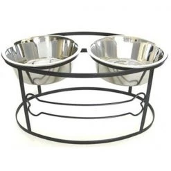 Pets Stop RDB3-L Bone Double Raised Double Dog Bowl - Large