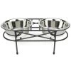 Pets Stop RDB1-L Mesh Double Elevated Double Dog Bowl - Large