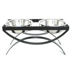 PetsStop RDB18-L Seesaw Double Elevated Dog Bowl; Large