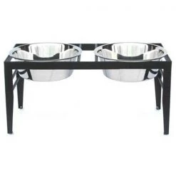 PetsStop RDB19-L Chariot Double Elevated Dog Bowl; Large