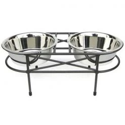 PetsStop RDB1-L Mesh Elevated Double Dog Bowl - Large