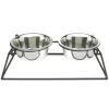 Petsstop RDB2-L-W Pyramid Elevated Double Dog Feeder - Large-White