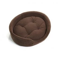 Furhaven Cat Furhaven 13508421 Snuggle Terry & Suede Oval Bed - Espresso Extra Large Pet Bed