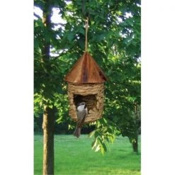Songbird Essentials SE10345 Small Hanging Grass Twine House with Roof