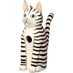 Songbird Essentials Sitting Black & White Striped Cat Birdhouse