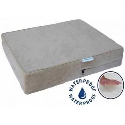 Go Pet Club AA-25 Solid 25 in. Memory Foam Orthopedic Dog Pet Bed with Waterproof Cover; Khaki