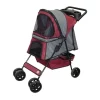 Go Pet Club PS004 Pet Stroller; Maroon & Silver