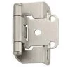 Hd A07550 G10 Amerock Decorative Half Wrap 0.5 in. Overlay Self Closing Cabinet Door Hinge; Satin Nickel pair