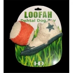 Hip Doggie HD-8LATST USDA Certified Organic Loofah Dental Toy- Athletic Combo