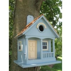 Home Bazaar HB-9030BS Pacific Grove Birdhouse - Light Blue With Yellow