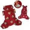 Klippo Pet KBD034XS Adorable Silly Monkey Fleece Dog Pajamas & Bodysuit With Hood; Burgundy - Extra Small