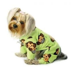 Klippo Pet KlippoPet KBD071MZ Silly Monkey Fleece Turtleneck Pajamas - Lime; Medium