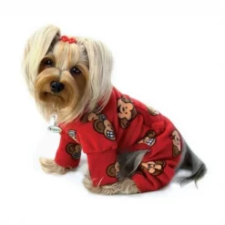 Klippo Pet KlippoPet KBD072LZ Silly Monkey Fleece Turtleneck Pajamas - Burgundy; Large
