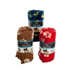 Bulk Buys OF789-9 Fleece Paw Print Pet Blanket; 9 Piece -Pack of 9