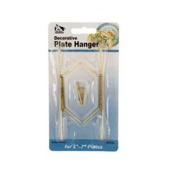 Bulk Buys HH164-24 Small Brass-Plated Decorative Plate Hanger; 24 Piece -Pack of 24