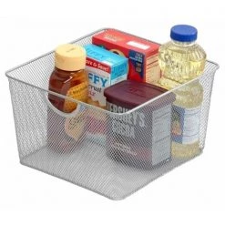 Ybm Home YBMHome 199 Silver Mesh Open Bin Storage Basket Organizer