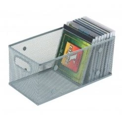 Ybm Home YBMHome 1118 Silver Mesh Open Bin Storage Basket Dvd Cd Book Holder