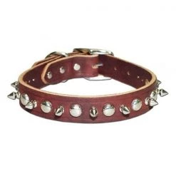 Leather Brothers Inc. 6080-BK16 Black Signature Leather Spike and Stud Dog Collar -Size 16
