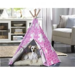 Merry Products PTP0060203100 Pink Puzzle Pet Teepee Tent; Large