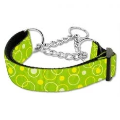 Mirage Pet Products 125-003M MDLMG Retro Nylon Ribbon Collar Martingale Lime Green Medium