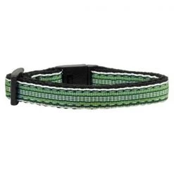 Mirage Pet Products 125-007 CTGR Preppy Stripes Nylon Ribbon Collars Green - White Cat Safety