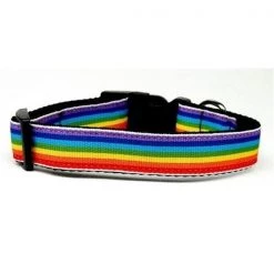 Mirage Pet Products 125-008 XS Rainbow Striped Nylon Collars Rainbow Stripes XS
