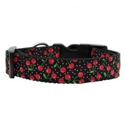 Mirage Pet Products 125-010 LGBK Cherries Nylon Collar Black Large
