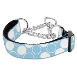 Mirage Pet Products 125-011M LGBBL Diagonal Dots Nylon Collar Martingale Baby Blue Large