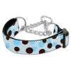Mirage Pet Products 125-012M LGBBL Confetti Dots Nylon Collar Martingale Baby Blue Large