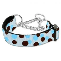 Mirage Pet Products 125-012M LGBBL Confetti Dots Nylon Collar Martingale Baby Blue Large