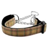 Mirage Pet Products 125-013M LGKH Plaid Nylon Collar Martingale Khaki Large
