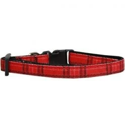 Mirage Pet Products 125-013 SMRD Plaid Nylon Collar Red Small