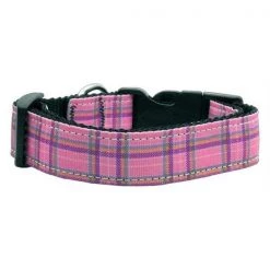 Mirage Pet Products 125-013 LGPK Plaid Nylon Collar Pink Large