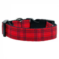 Mirage Pet Products 125-013 MDRD Plaid Nylon Collar Red Medium