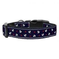 Mirage Pet Products 125-016 MDBL Anchors Nylon Ribbon Collar Blue Medium