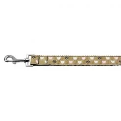 Mirage Pet Products 125-017 1004TN Argyle Hearts Nylon Ribbon Leash Tan 1 inch wide 4ft Long