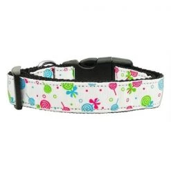 Unconditional Love Lollipops Nylon Ribbon Collar White Medium