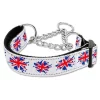 Mirage Pet Products 125-021M LG Graffiti Union Jack- UK Flag Nylon Ribbon Collar Martingale Large