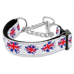 Unconditional Love Graffiti Union Jack- UK Flag Nylon Ribbon Collar Martingale Large
