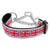 Unconditional Love Tiled Union Jack- UK Flag Nylon Ribbon Collar Martingale Large