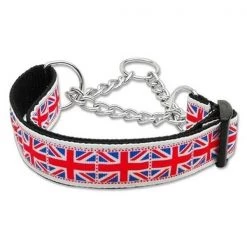 Unconditional Love Tiled Union Jack- UK Flag Nylon Ribbon Collar Martingale Large