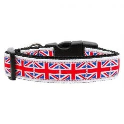 Mirage Pet Products 125-022 LG Tiled Union Jack- UK Flag Nylon Ribbon Collar Large