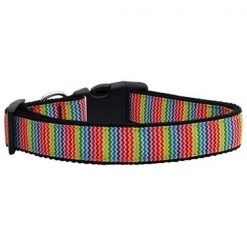 Mirage Pet Products 125-046 MD Zigzaggy Rainbow Nylon Ribbon Dog Collars Medium