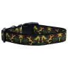 Unconditional Love Green Camo Nylon Ribbon Dog Collars Large